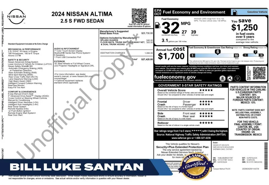 Certified Used 2024 Black Nissan 2.5 S image 1