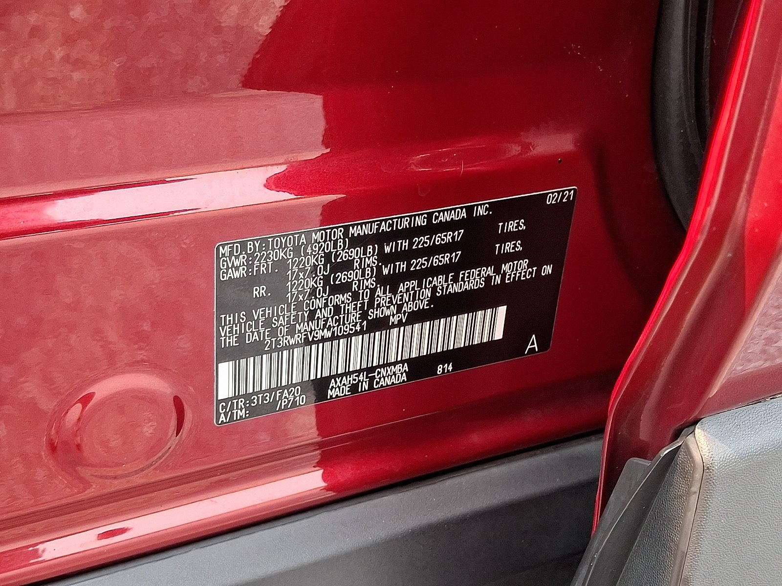Used 2021 Ruby Flare Pearl Toyota Hybrid XLE image 26