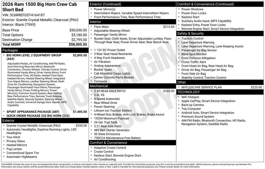 New 2026 Granite Crystal Metallic Clear-Coat Exterior Paint RAM Big Horn/Lone Star image 7
