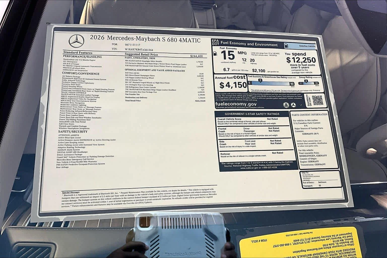 New 2026 MANUFAKTUR Moonlight White Metallic Mercedes-Benz Maybach S 680 image 18