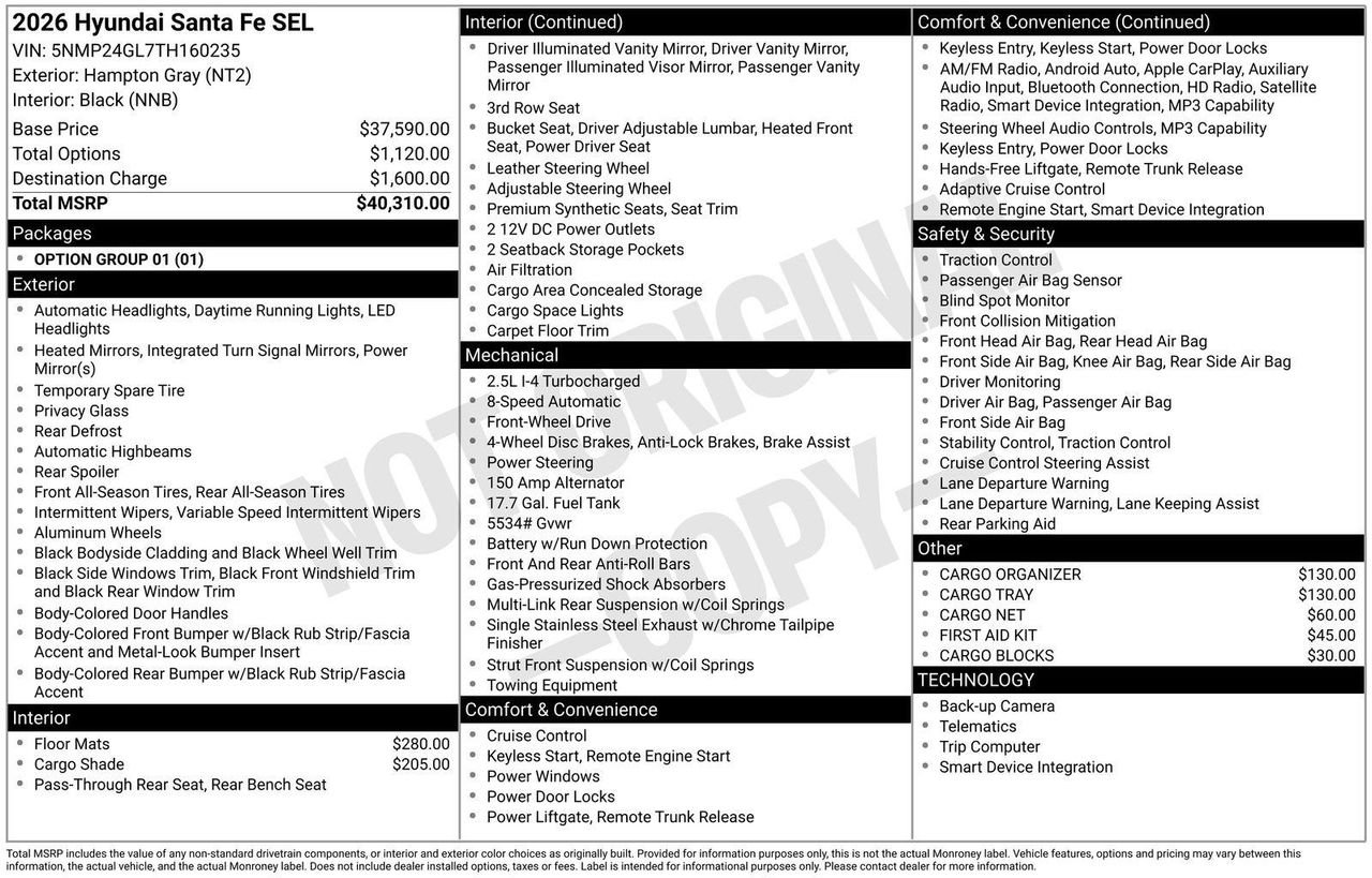 New 2026 Hampton Gray Hyundai SEL FWD image 4