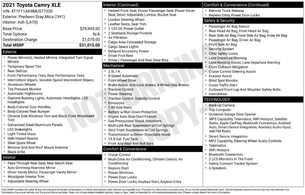 Used 2021 Predawn Gray Mica Toyota XLE image 42