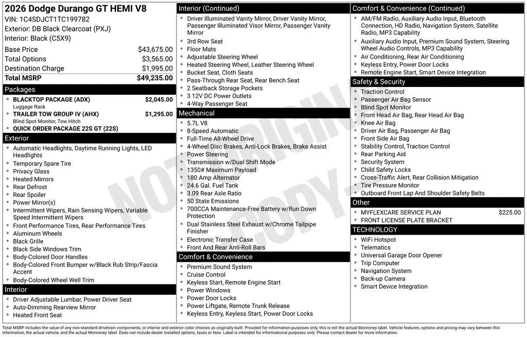 New 2026 Diamond Black Clear-Coat Exterior Paint Dodge GT HEMI V8 image 4