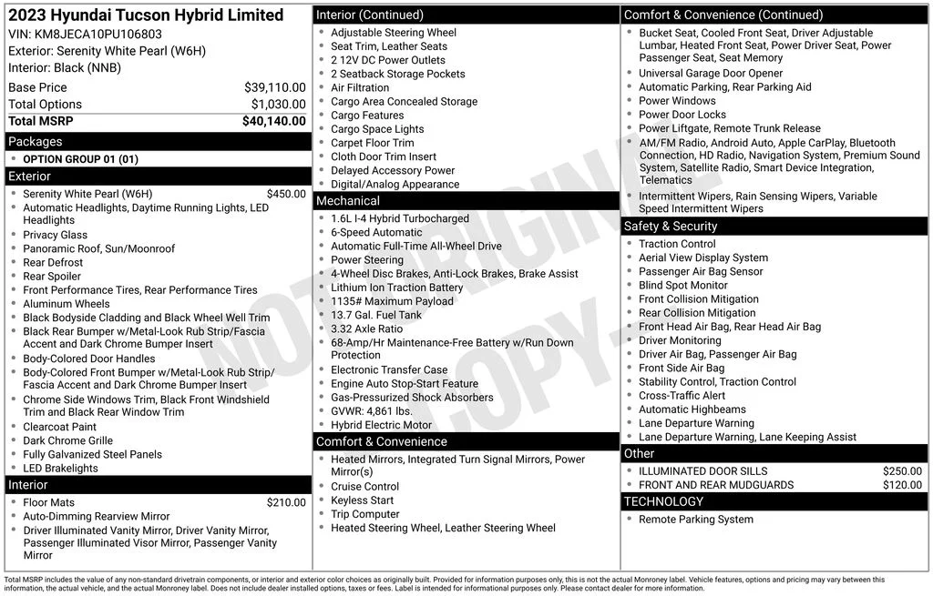 Used 2023 White Hyundai Limited image 16