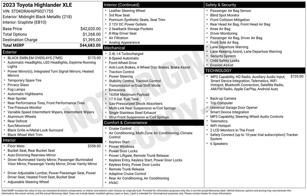 Used 2023 Black Toyota XLE image 3