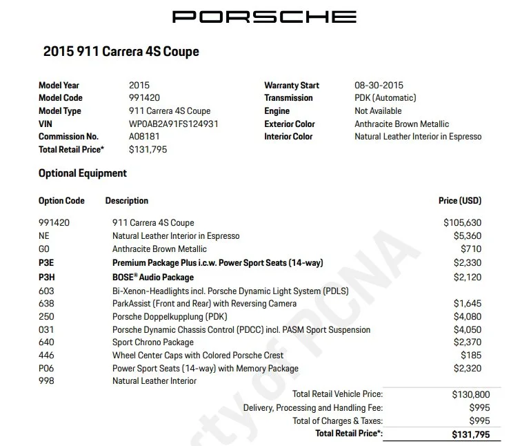 Used 2015 Brown Porsche Carrera 4S image 3