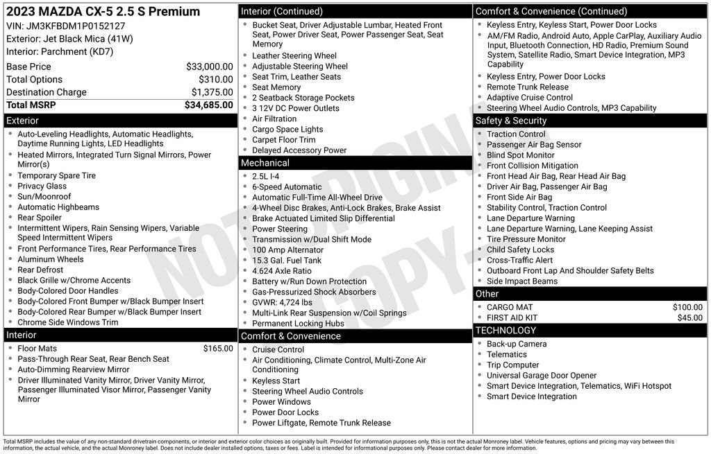 Certified Used 2023 Jet Black Mazda 2.5 S Premium Package image 5