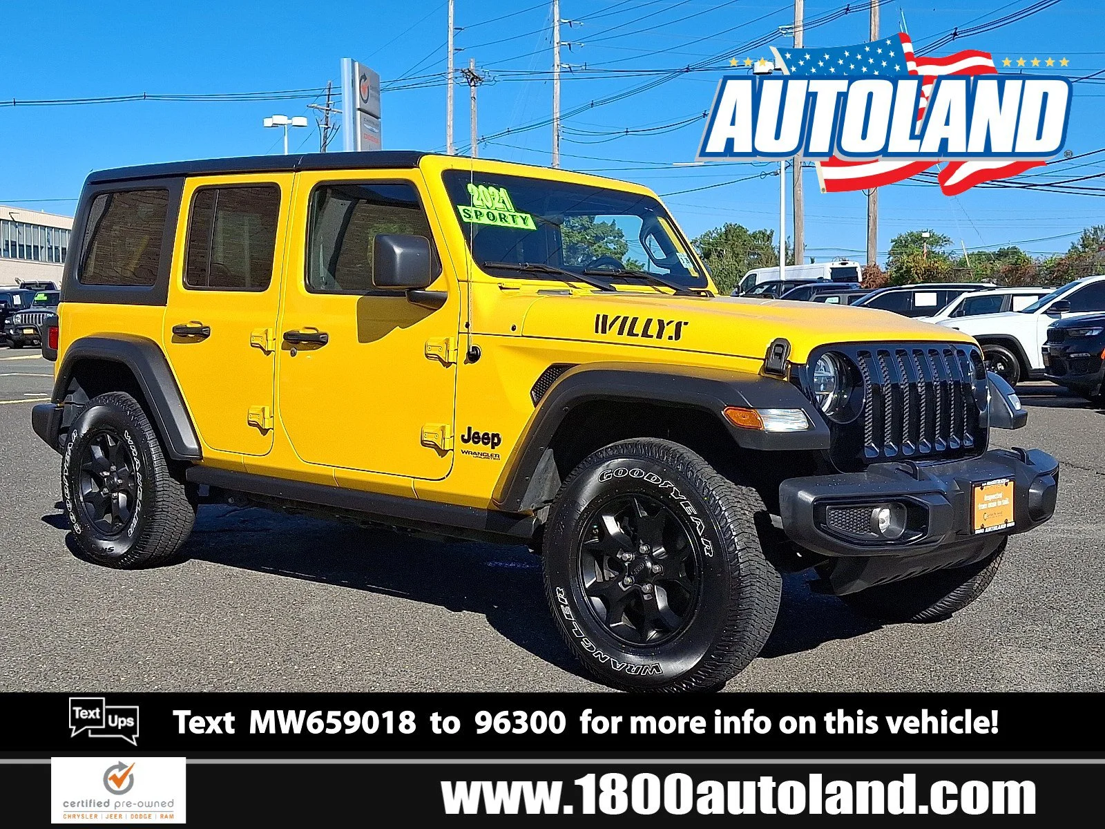 Certified Used 2021 Hellayella Clearcoat Jeep Unlimited Willys image 1