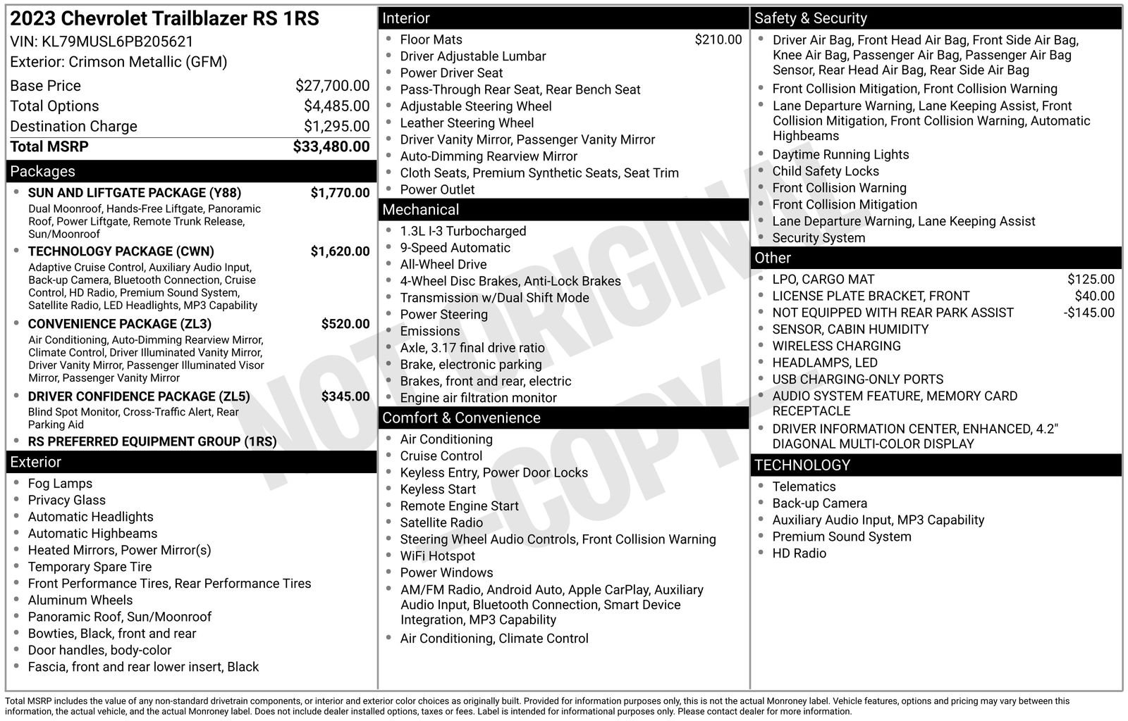 Certified 2023 Chevrolet TrailBlazer RS with VIN KL79MUSL6PB205621 for sale in Brainerd, Minnesota