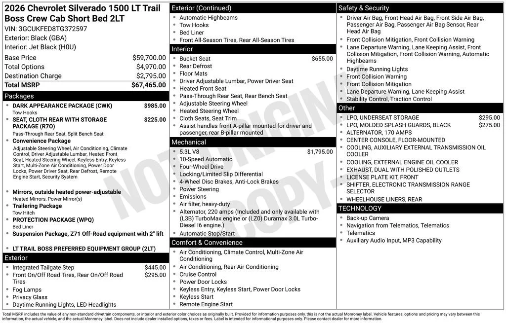 New 2026 Black Chevrolet LT Trail Boss image 6