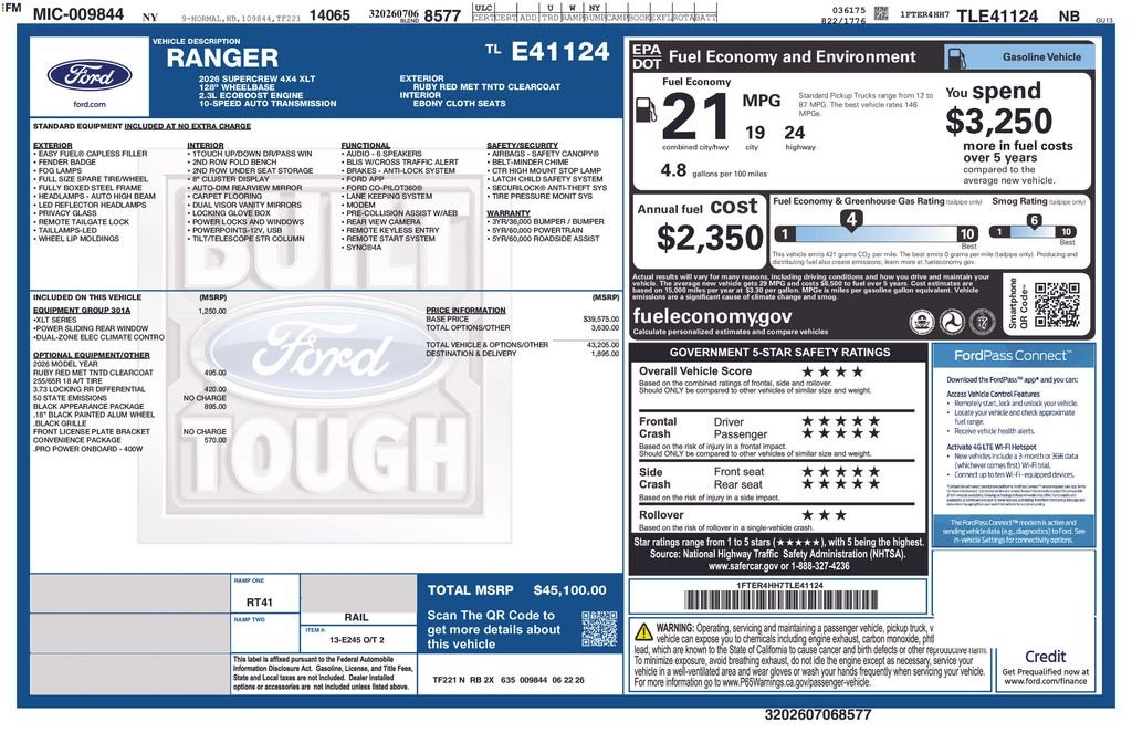 New 2026 Ruby Red Metallic Tinted Clearcoat Ford XLT image 5