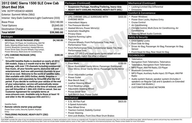 Used 2012 White GMC SLE image 4