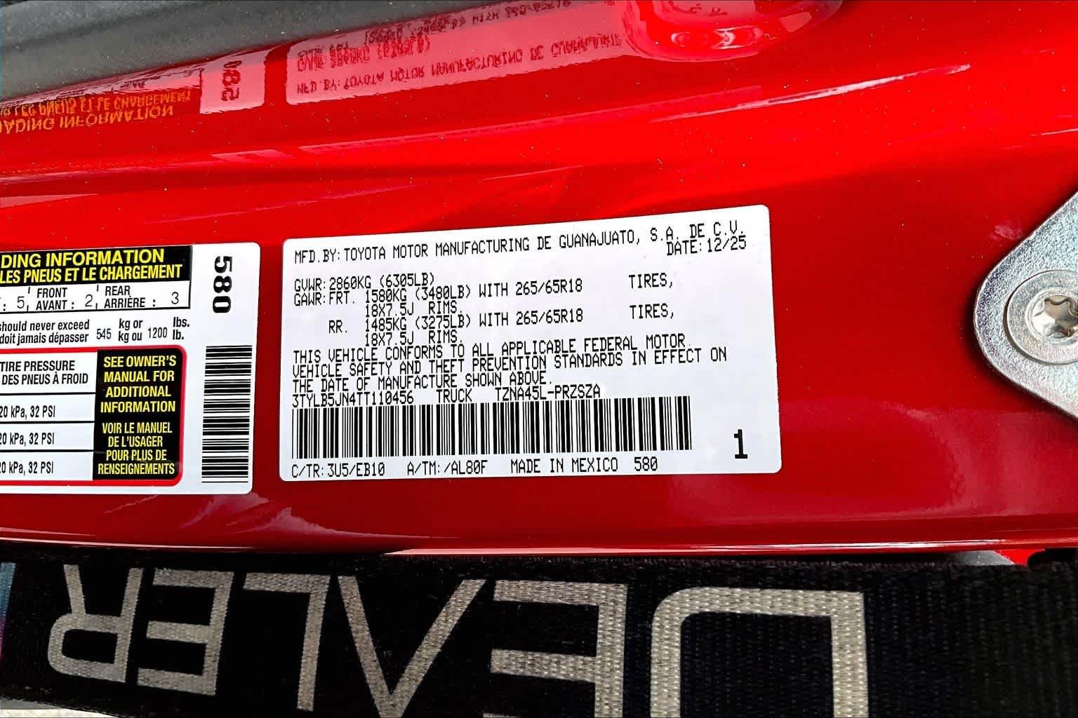 New 2026 Supersonic Red Toyota Limited image 2