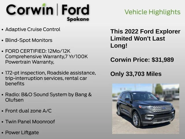 Used 2022 Agate Black Metallic Ford Limited image 7