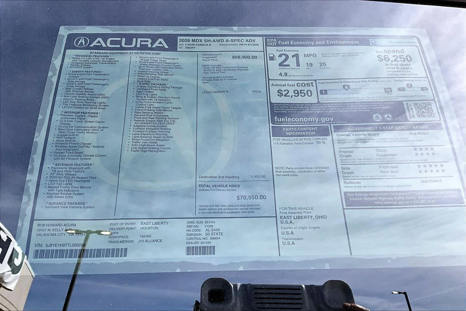 New 2026 Liquid Carbon Metallic Acura w/A-Spec Advance Package image 19
