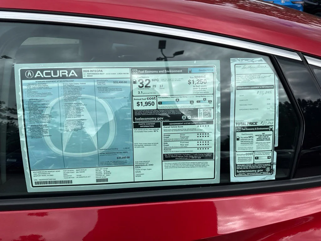 New 2026 Performance Red Pearl Acura Base image 22