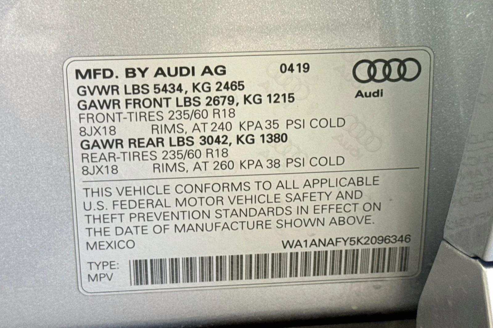 Used 2019 Silver Audi Premium image 9