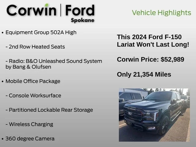 Used 2024 Agate Black Metallic Ford Lariat image 14