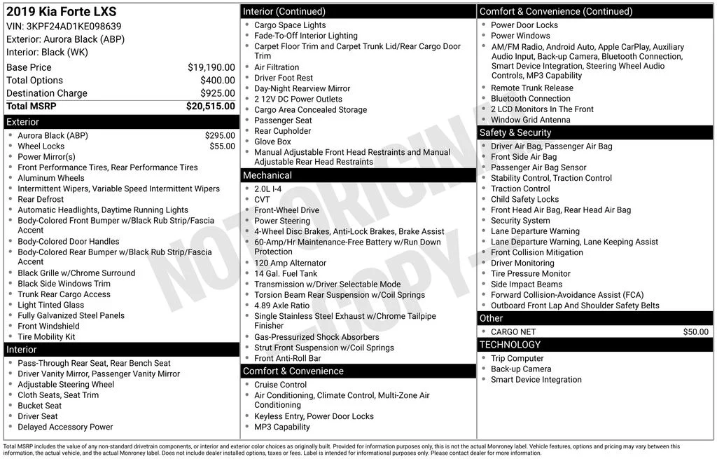 Used 2019 Black Kia LXS image 41