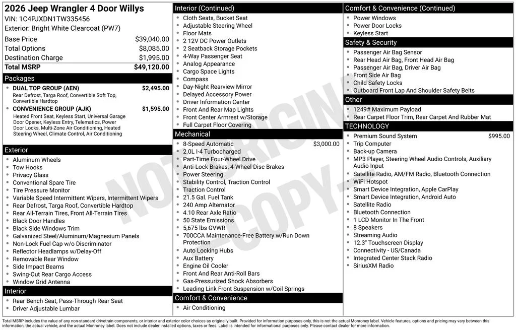 New 2026 Bright White Clearcoat Jeep Willys image 4