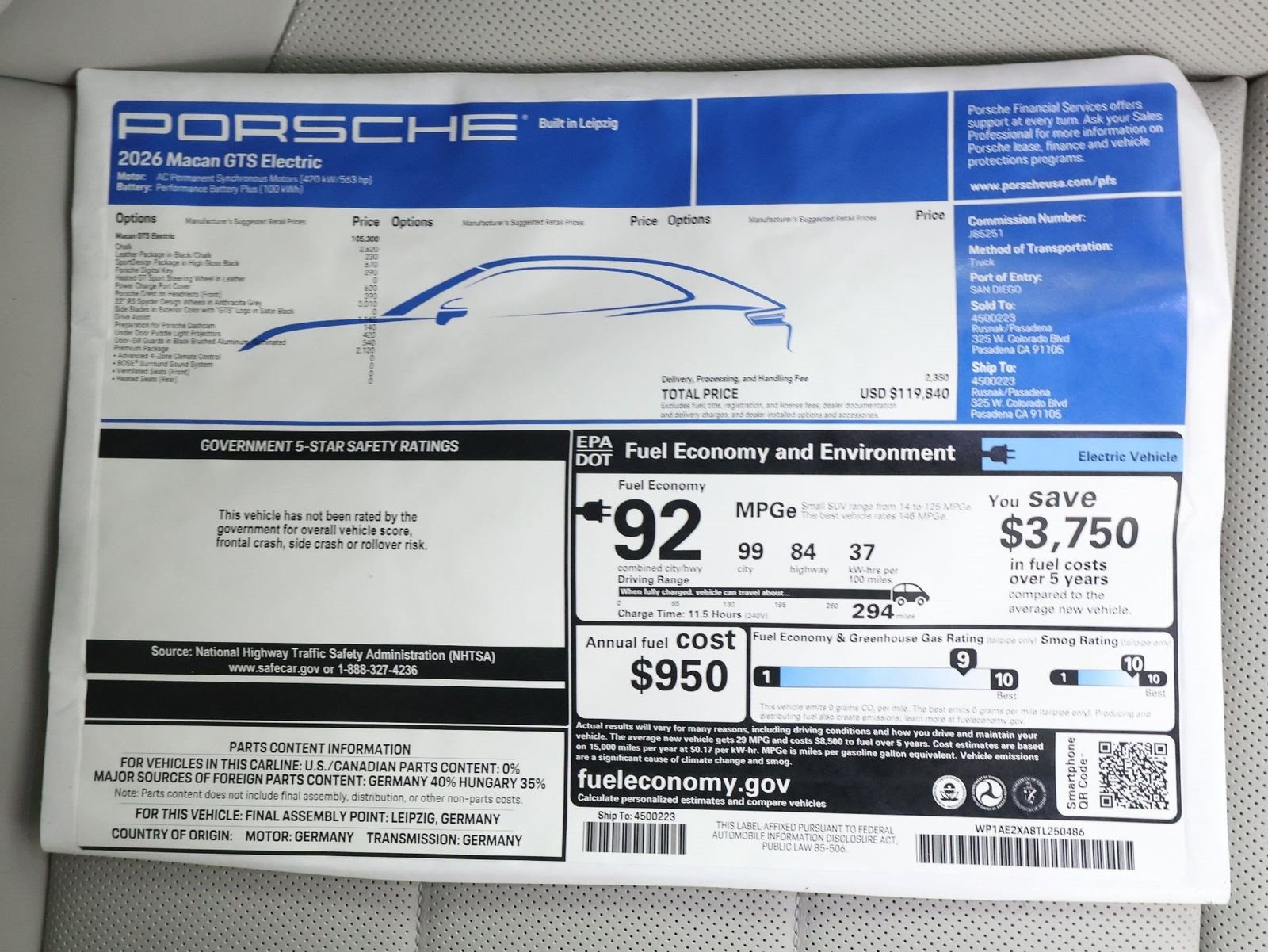New 2026 Chalk Porsche GTS Electric image 25