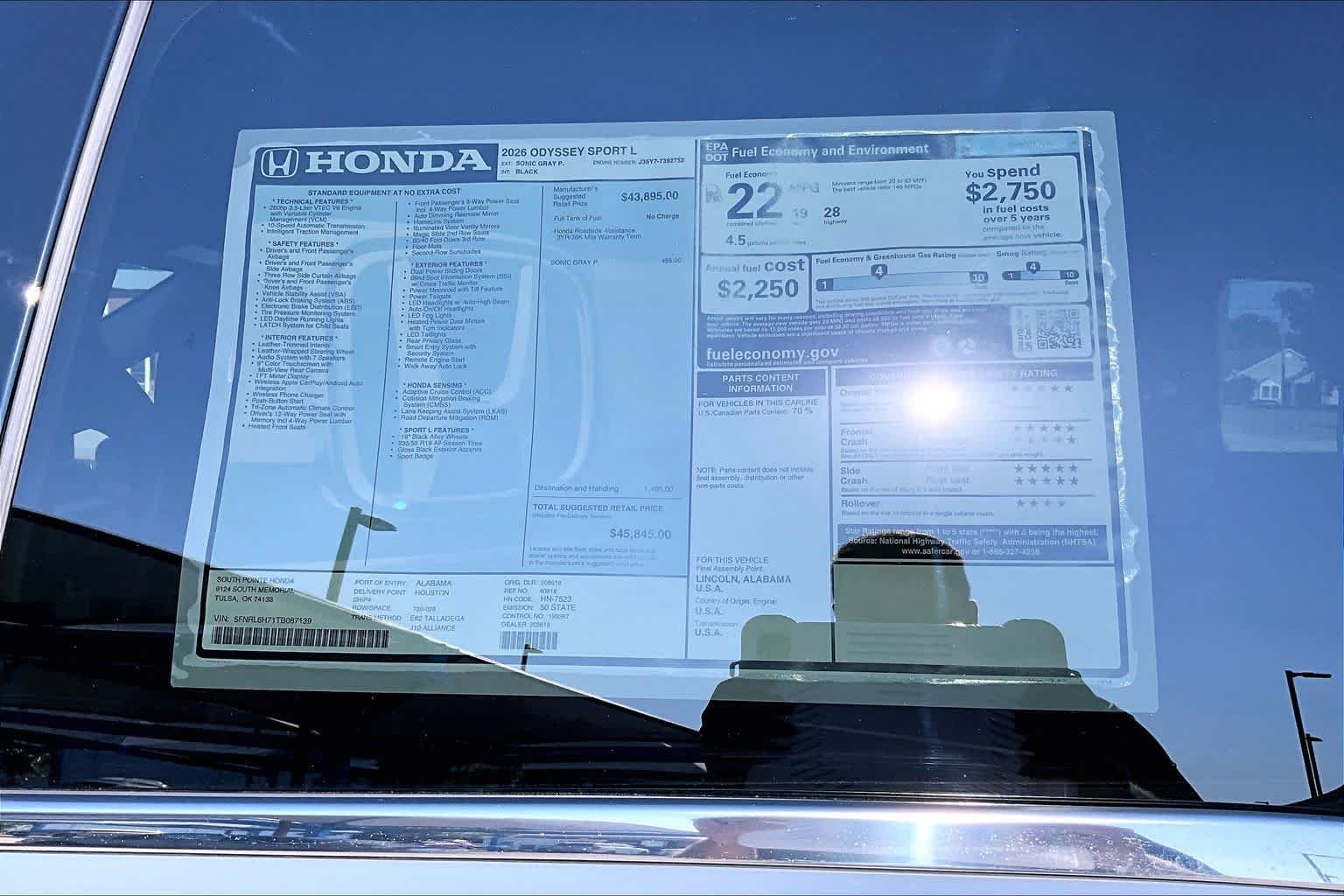 New 2026 Sonic Gray Pearl Honda Sport-L image 21