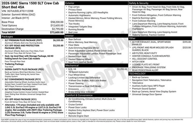 New 2026 Summit White GMC SLT image 5