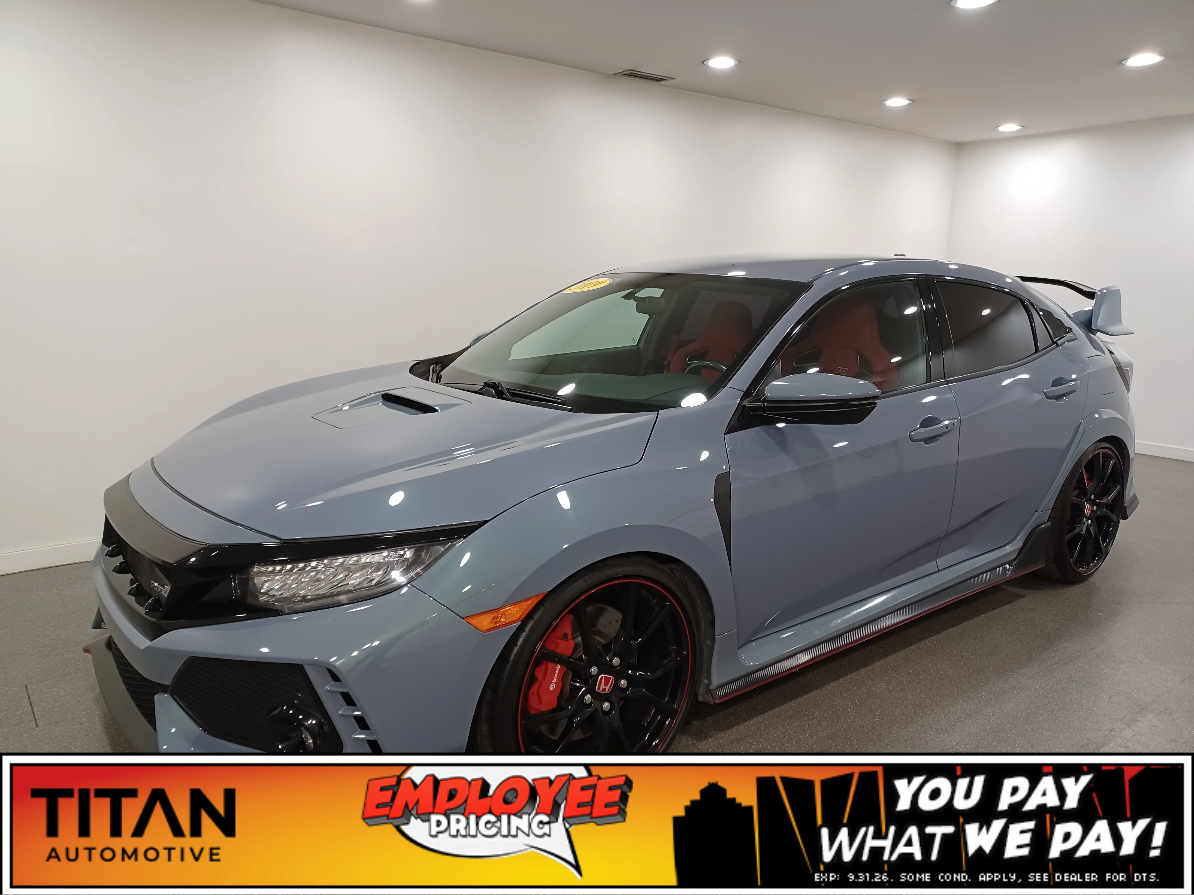 Used 2019 Sonic Grey Pearl Honda Manual*306HP!! | 6spd Manual | Sonic Grey Pearl | Red Alcantara Seats | Nav | Park Assist | CarPlay image 1