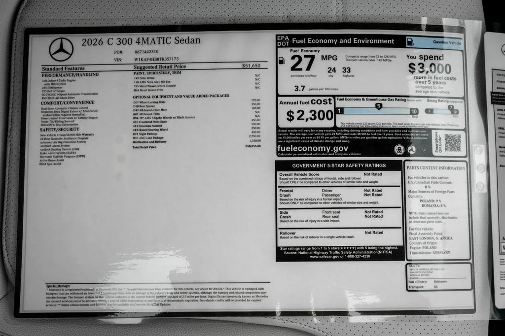 New 2026 Polar White Mercedes-Benz C 300 image 22