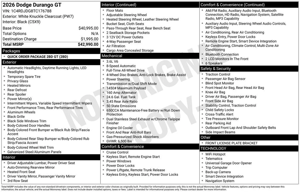 New 2026 White Knuckle Clearcoat Dodge GT image 6