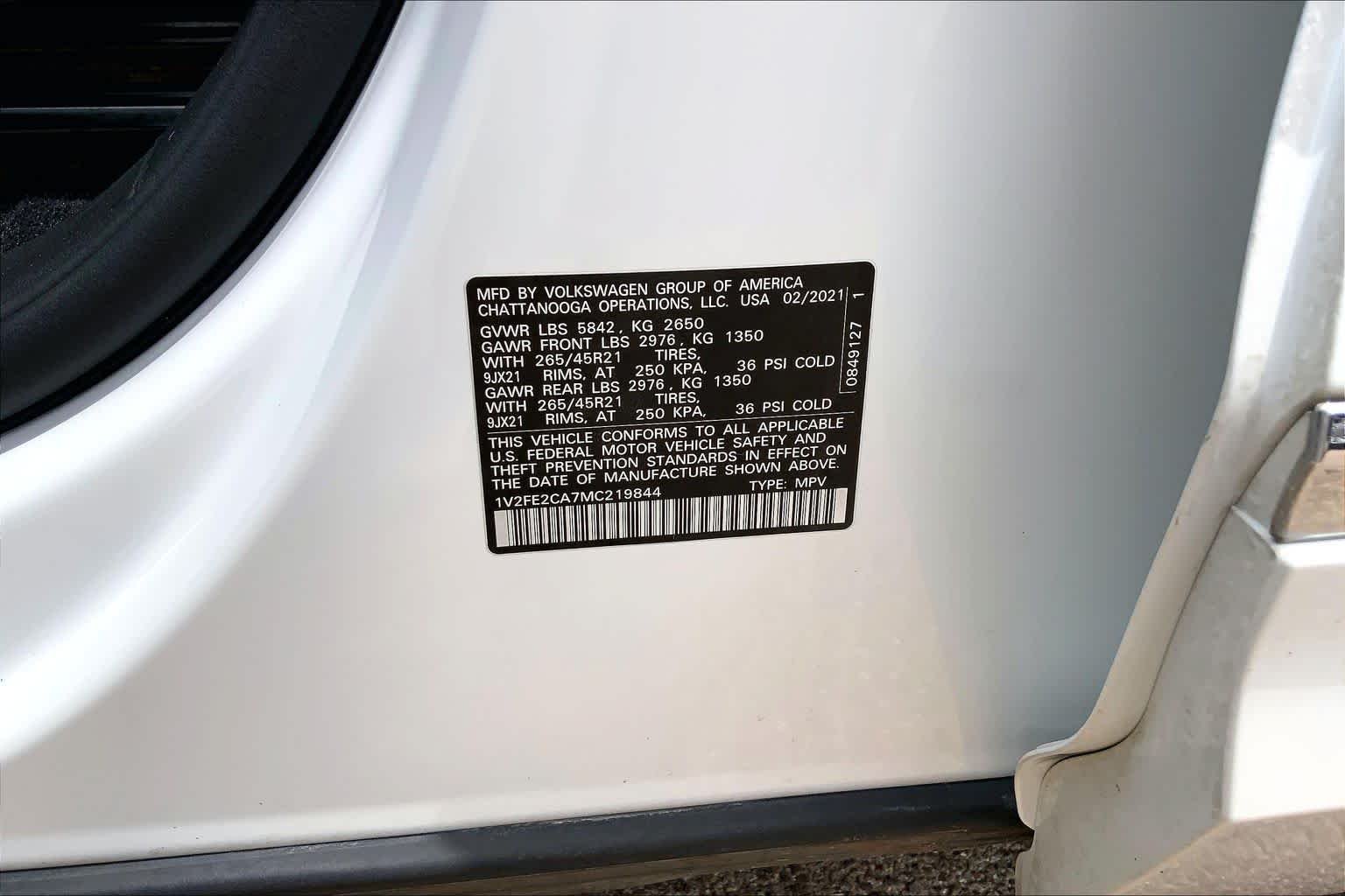 Used 2021 Pure White Volkswagen 3.6L V6 SEL Premium R-Line image 73