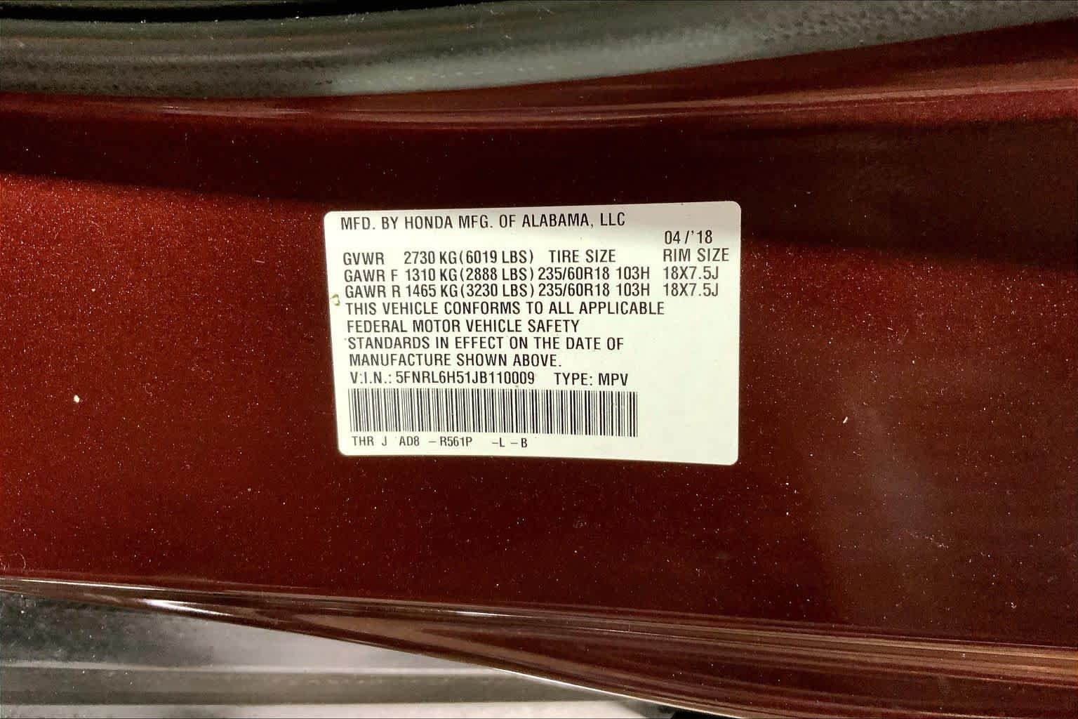 Used 2018 Deep Scarlet Pearl Honda EX image 37