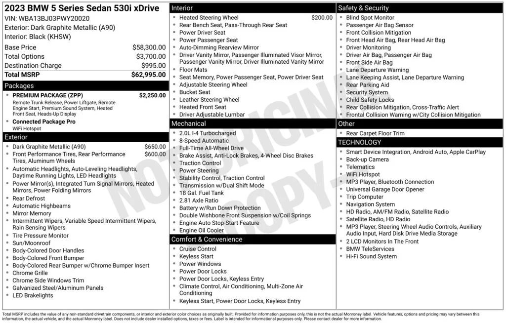 Certified Used 2023 Dark Graphite Metallic BMW 530i xDrive image 6