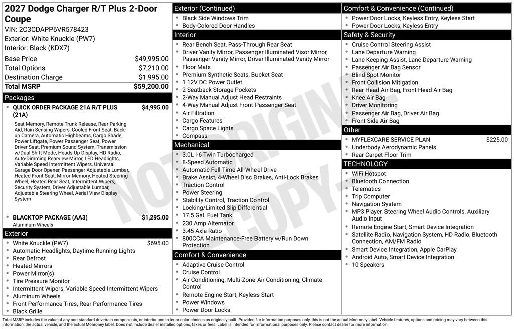New 2027 White Knuckle Exterior Paint Dodge R/T Plus image 4