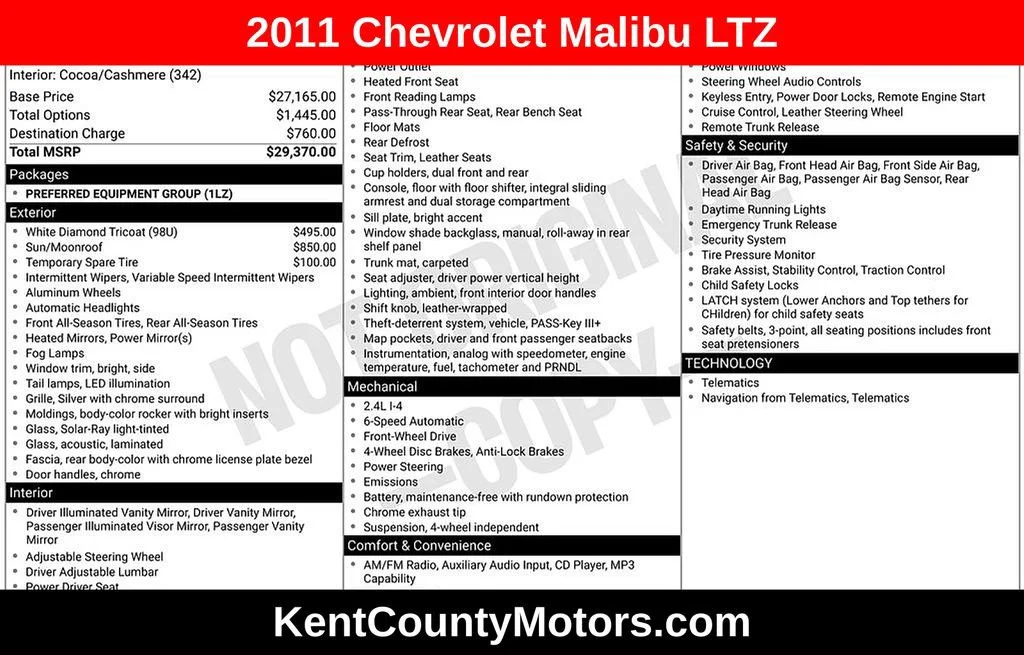 Used 2011 White Diamond Tricoat Chevrolet LTZ image 1