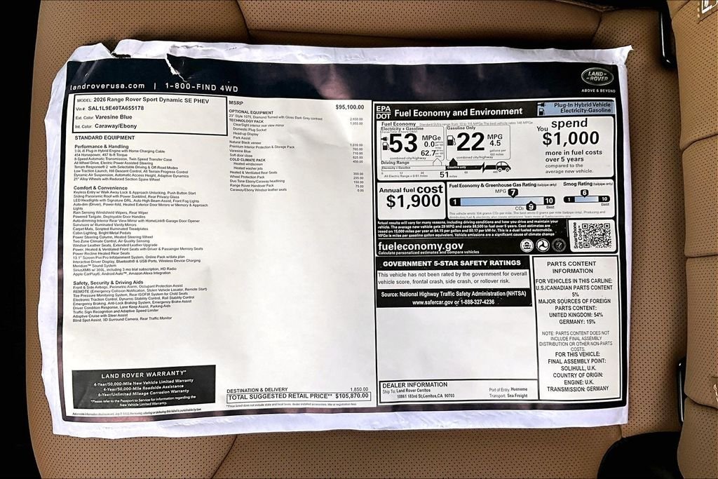 New 2026 VARESINE BLUE Land Rover Dynamic SE image 14