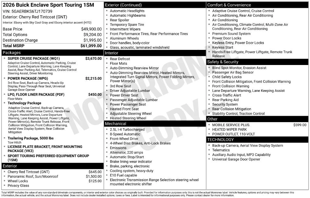 New 2026 Buick Enclave Sport Touring, photo 52