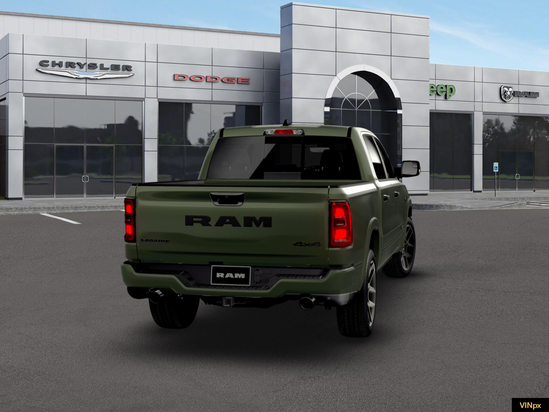 New 2026 Serrano-Green Metallic Exterior Paint RAM Laramie Crew Cab 4x4 57