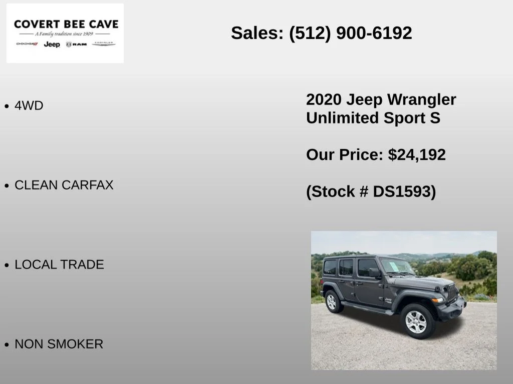 Used 2020 Gray Jeep Unlimited Sport S image 6