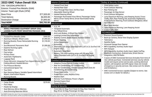 Used 2023 FROSTED PINE METALLIC GMC Denali image 1