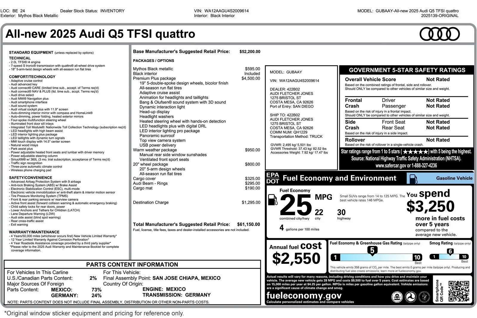 Used 2025 Mythos Black Metallic Audi Premium Plus image 2