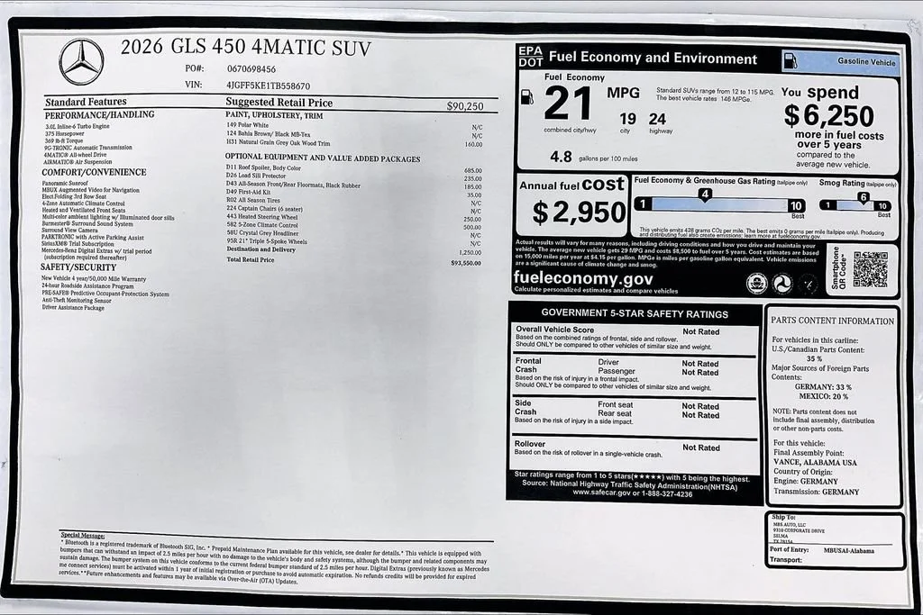 New 2026 Polar White Mercedes-Benz GLS 450 image 32