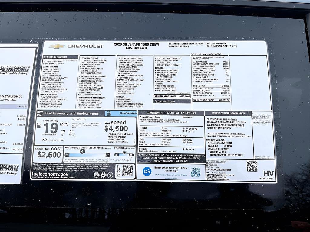 New 2026 Chevrolet Silverado 1500 Custom 4D Crew Cab