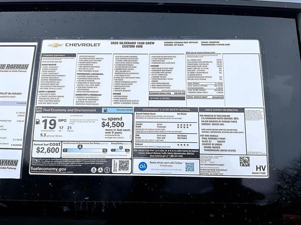 New 2026 Chevrolet Silverado 1500 Custom 4D Crew Cab
