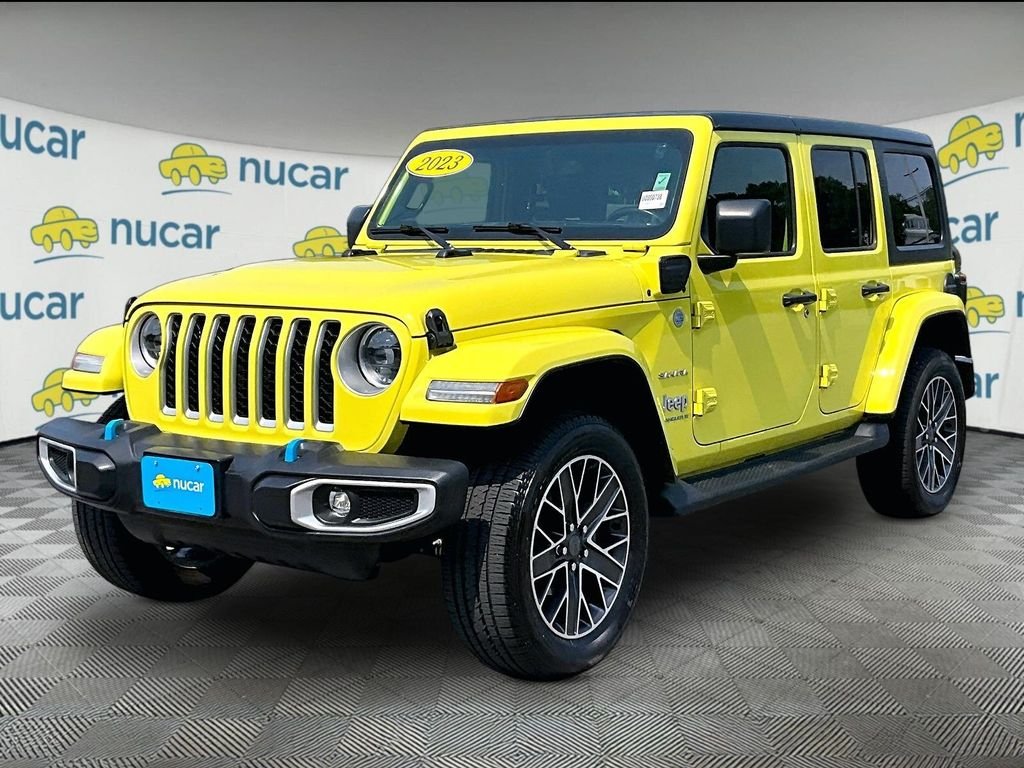 Used 2023 Yellow Jeep Sahara 4xe image 3