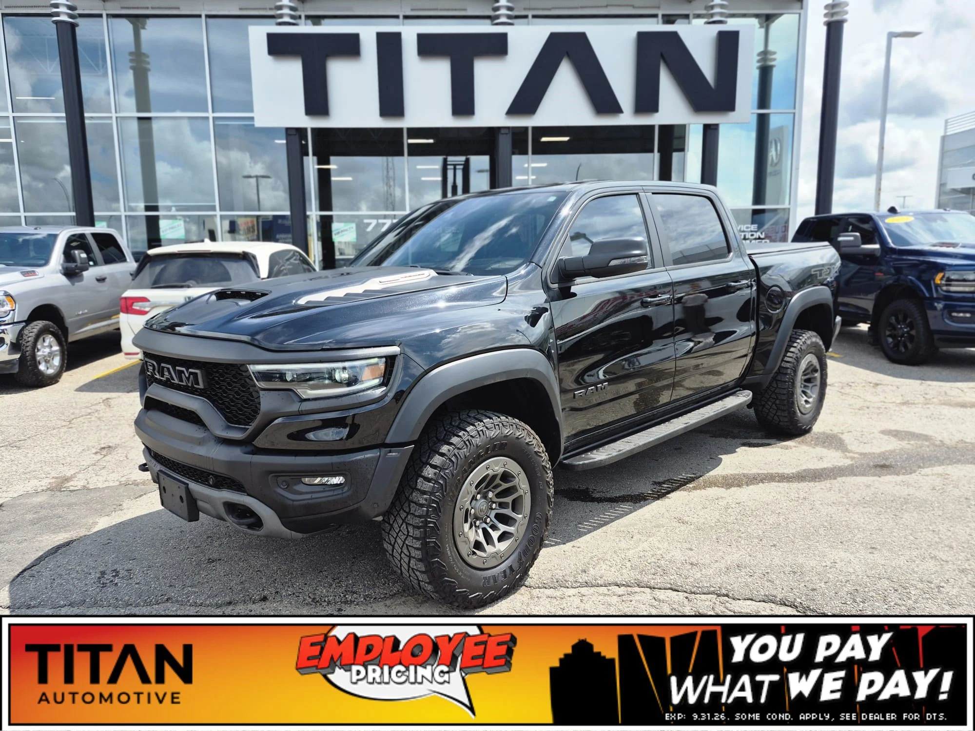 Certified Used 2024 Diamond Black Crystal Pearl Ram TRX 4x4*NO LUX TAX | 702HP!! | 6.2L Supercharged V8 | 35in Tires | Level 2 Equip | Driver Assist Pkg image 1