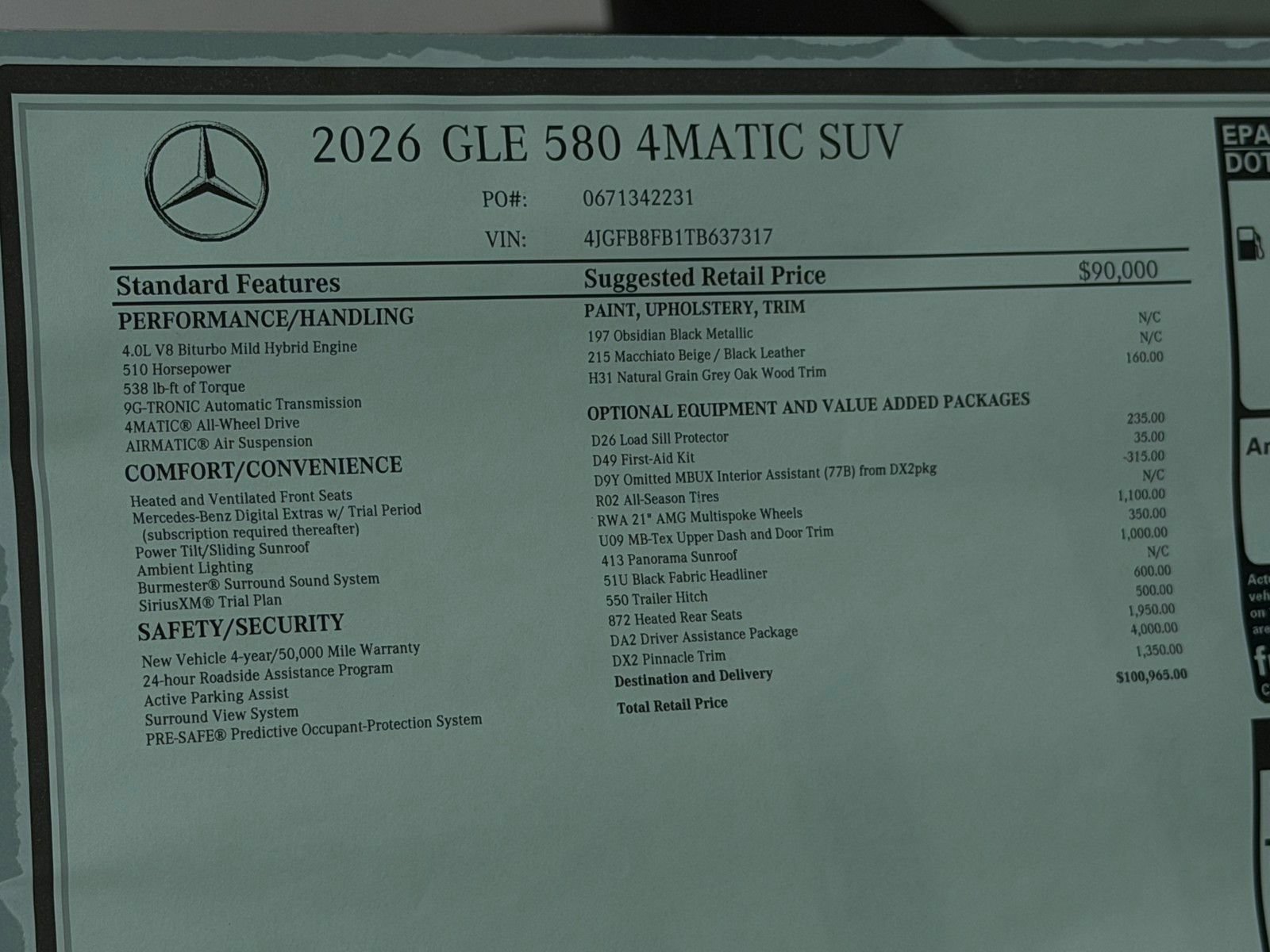 New 2026 Obsidian Black Metallic Mercedes-Benz GLE 580 image 48