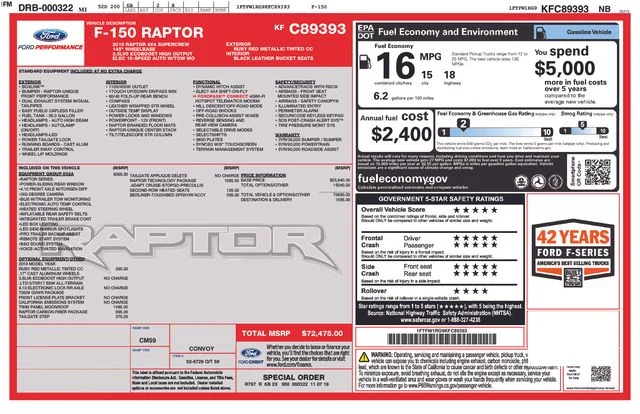 Used 2019 Ruby Red Metallic Ford Raptor image 36