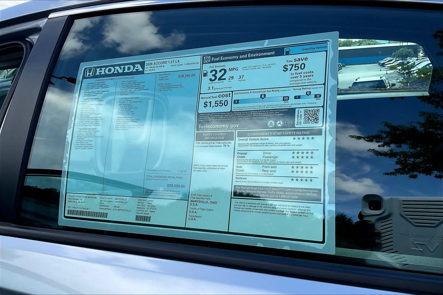 New 2026 Solar Silver Metallic Honda LX image 20