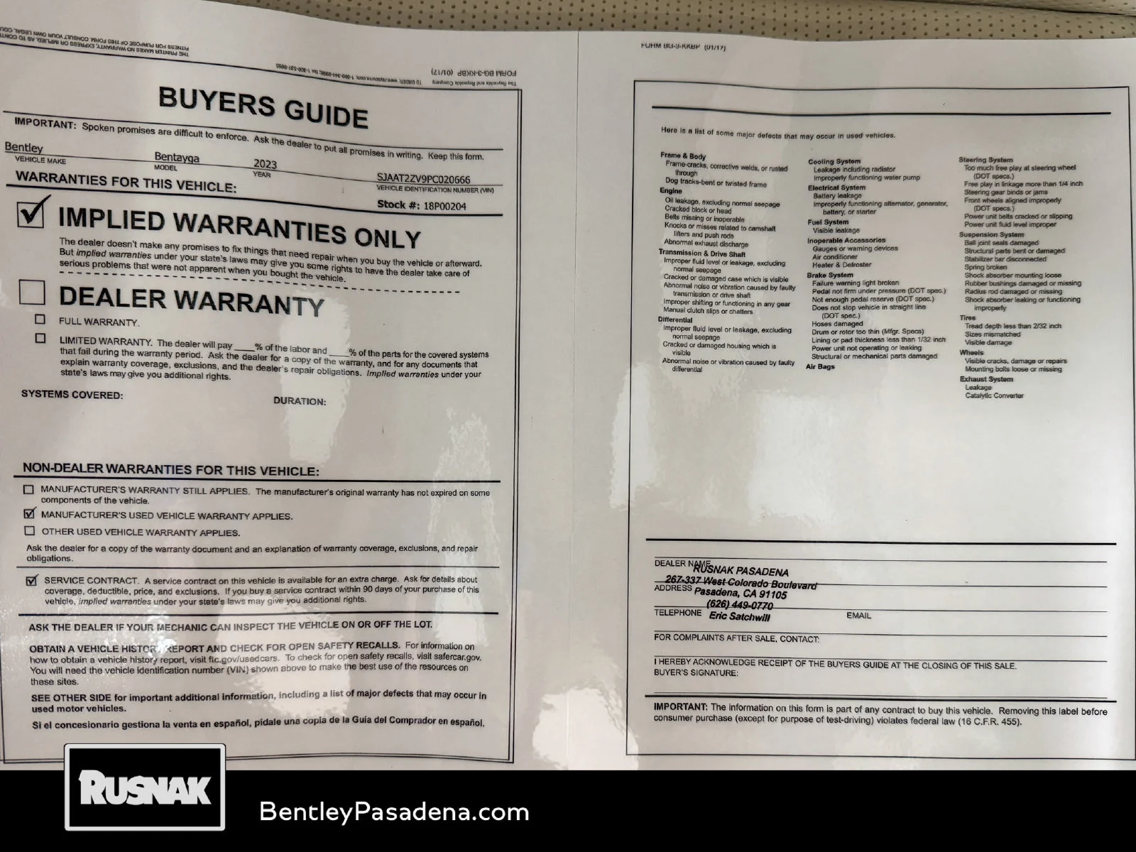 Certified Used 2023 Breeze by Mulliner Bentley Azure image 36
